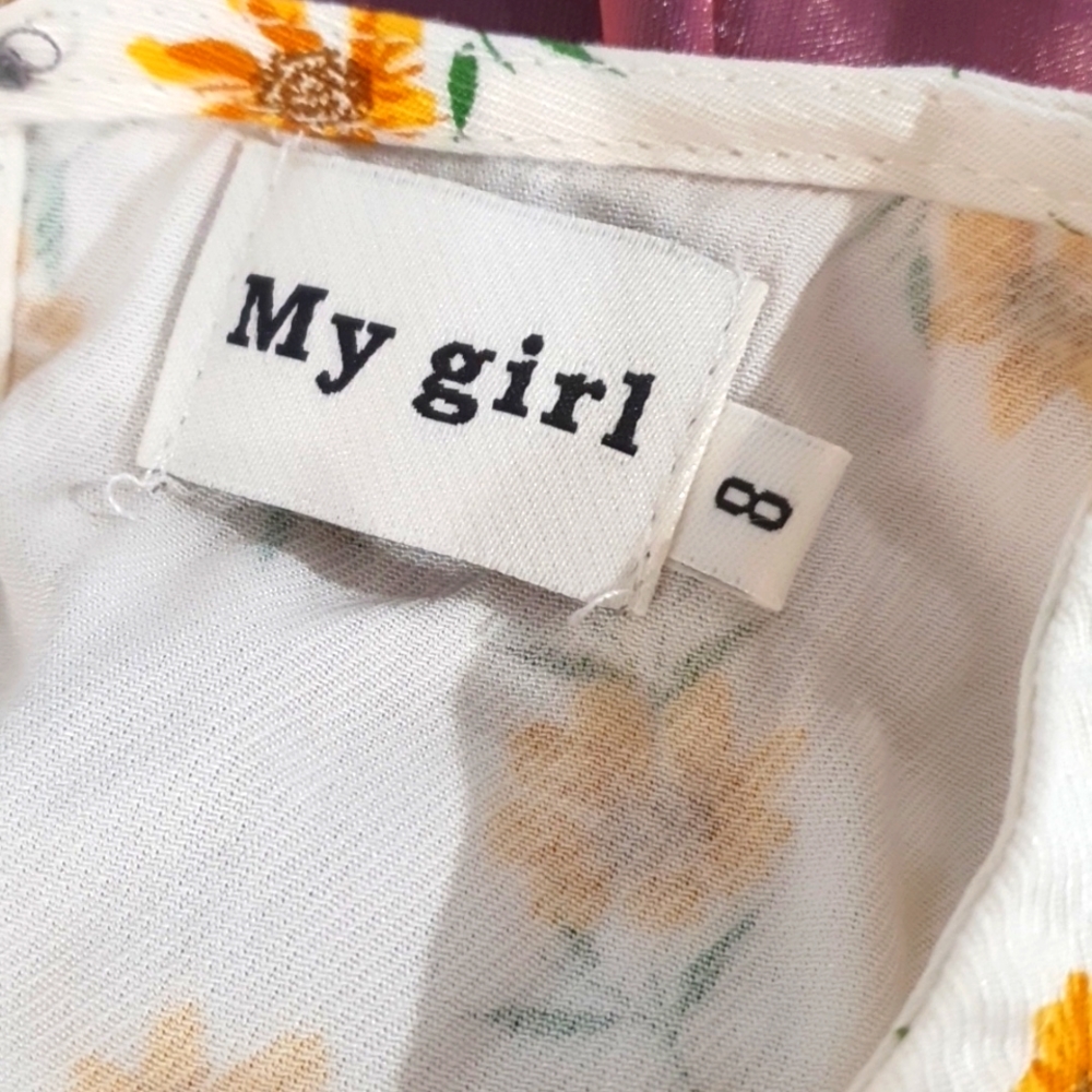My Girl Size 8 Yellow and White Floral Dress - Picture 6 of 8